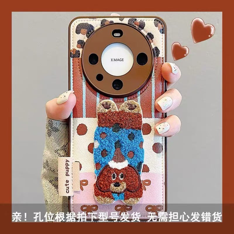 Cute embroidered puppy iphone case
