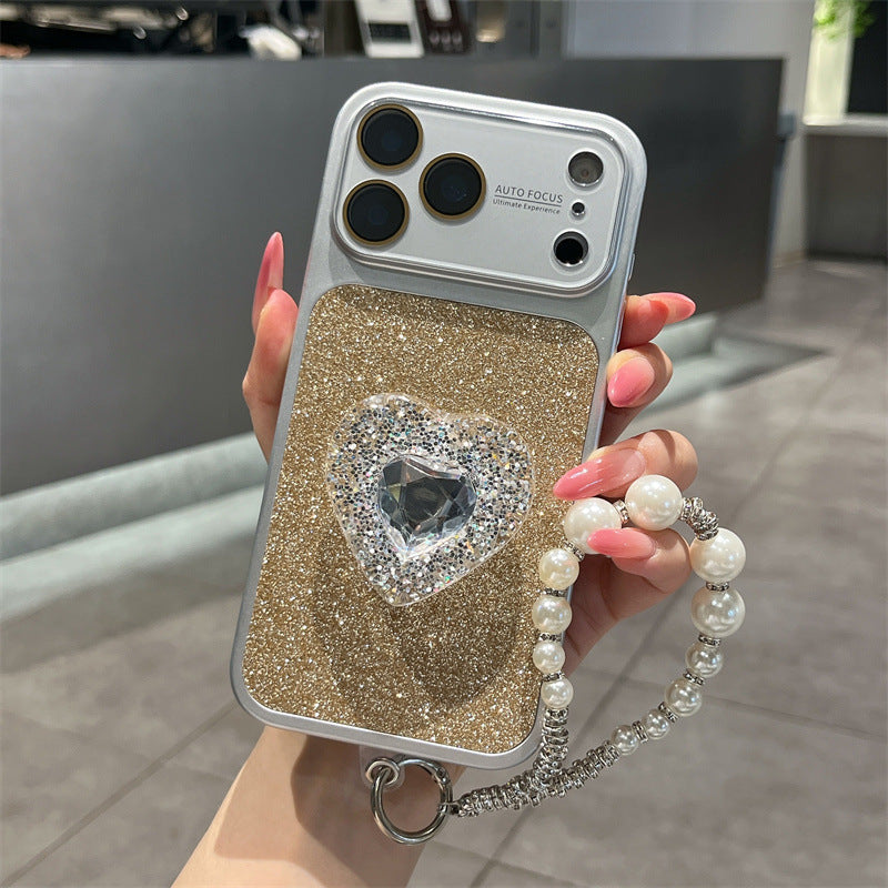 IPhone Case With Creative Sparkling Pink Heart Stand