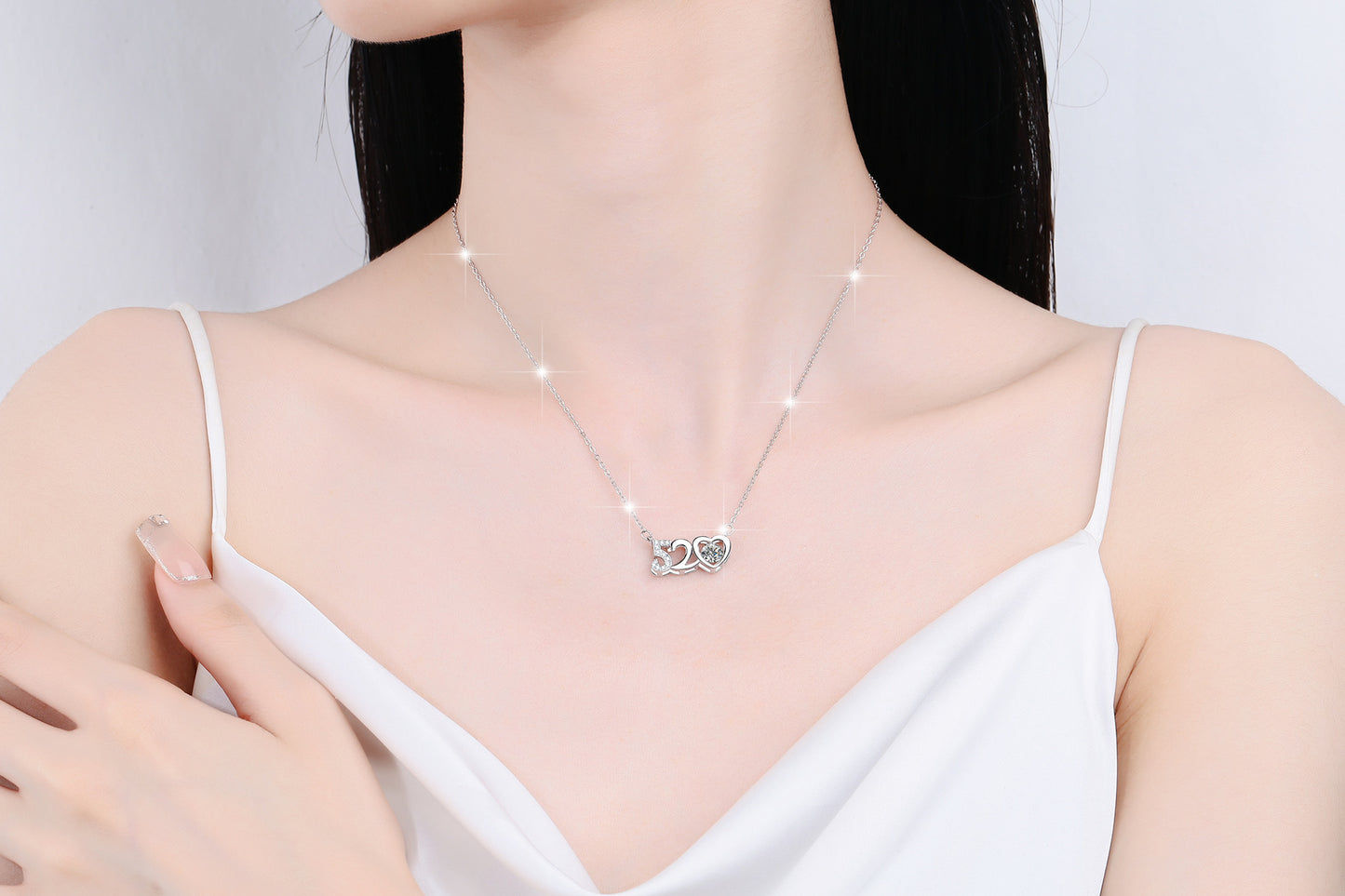520 collarbone chain I love you premium moissanite necklace