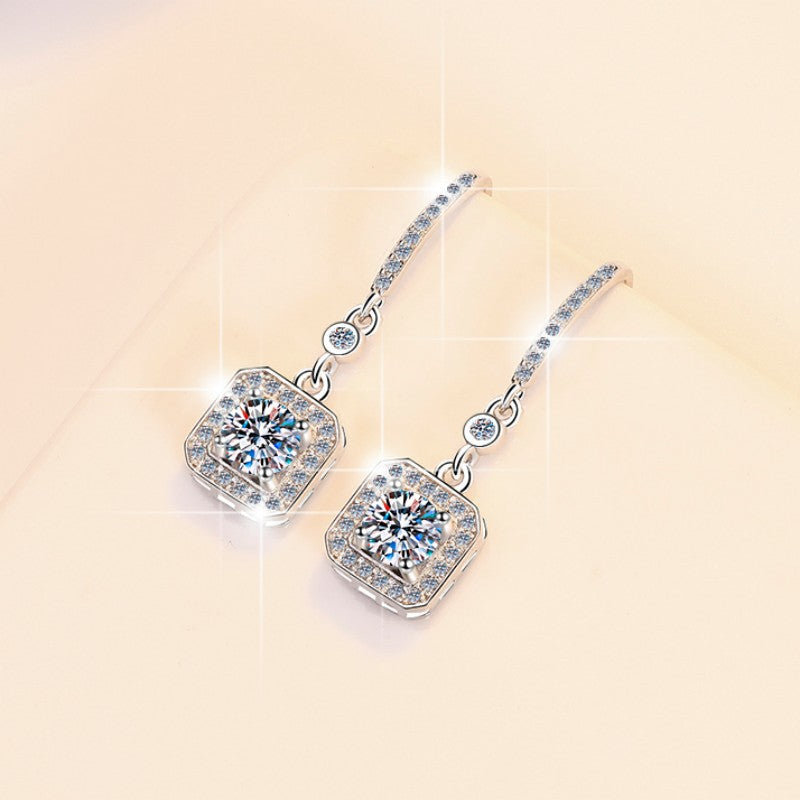 Fashion ear hook fringed earrings temperament light luxury moissanite earrings