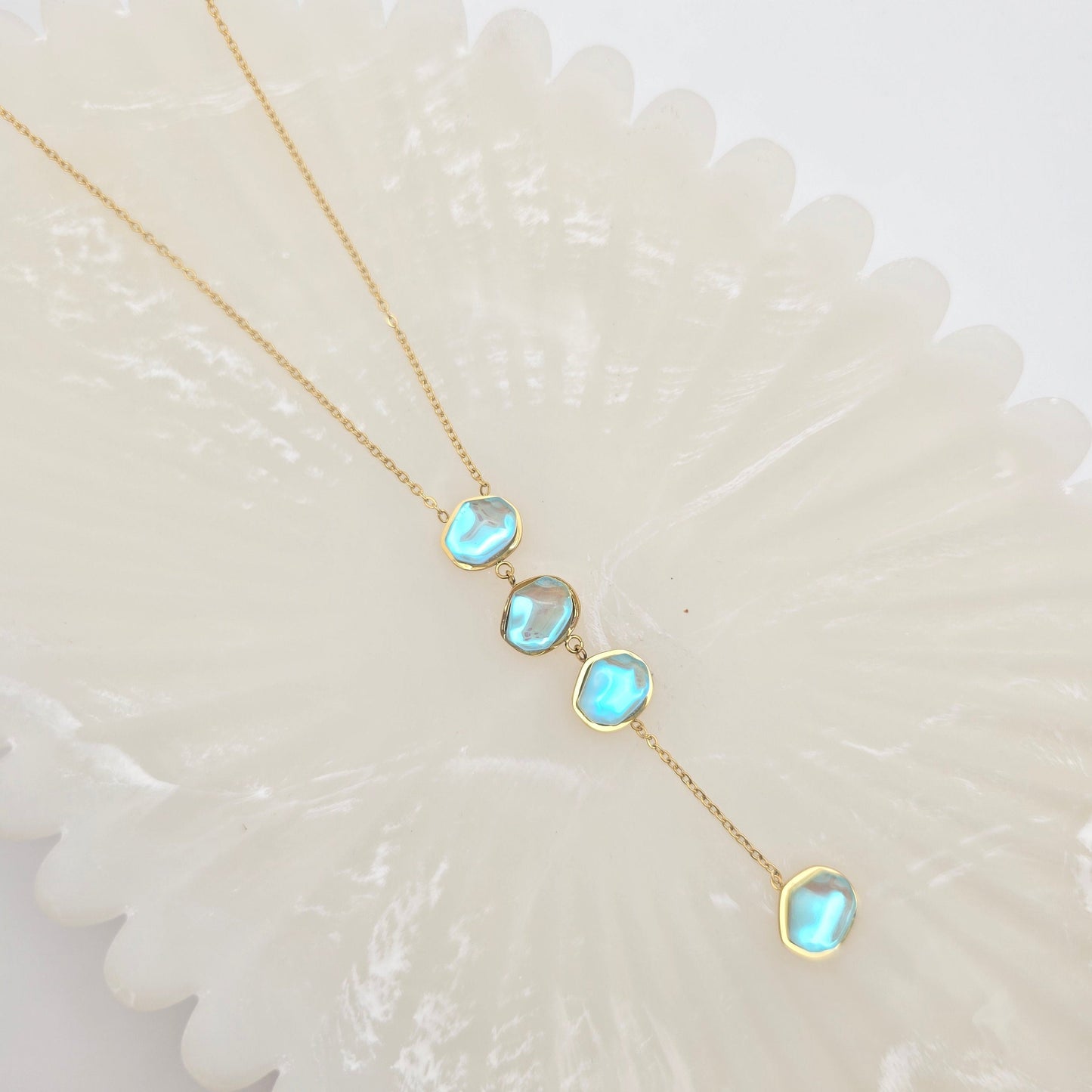 Turquoise Water Drop Lariat Necklace