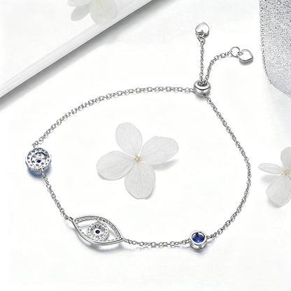 Blue Zircon Evil Eyes Bracelet Guardian Eye Chain for Women