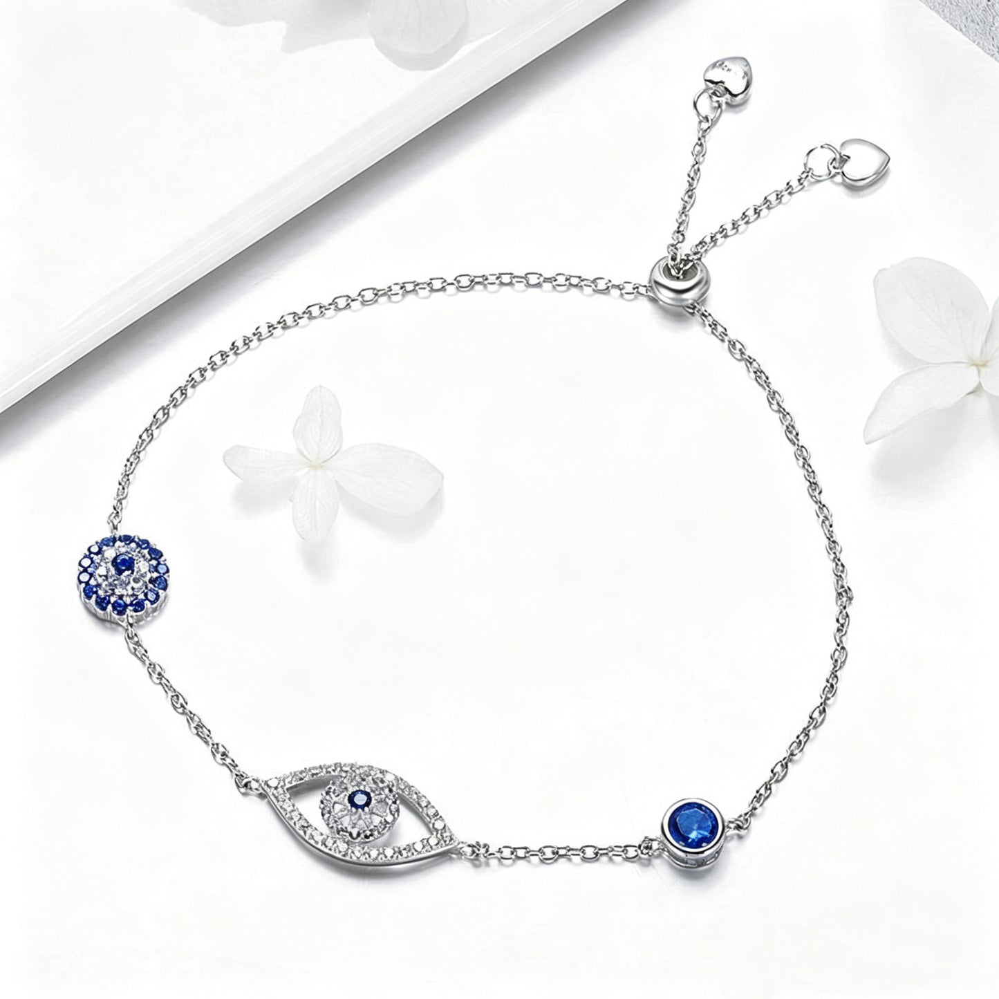 Blue Zircon Evil Eyes Bracelet Guardian Eye Chain for Women