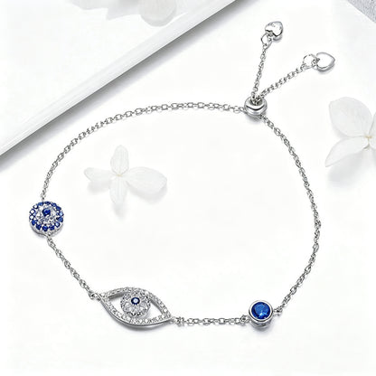 Blue Zircon Evil Eyes Bracelet Guardian Eye Chain for Women