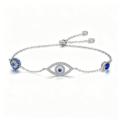 Blue Zircon Evil Eyes Bracelet Guardian Eye Chain for Women