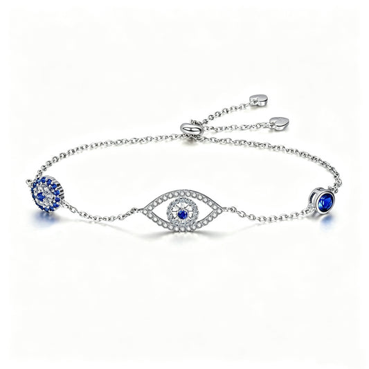 Blue Zircon Evil Eyes Bracelet Guardian Eye Chain for Women