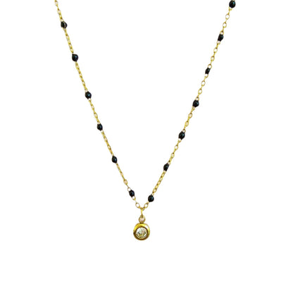 Black Beaded Dangle Necklace