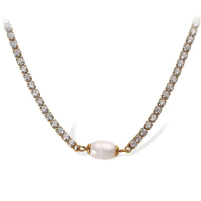 Dainty Pearl Tennis Necklace