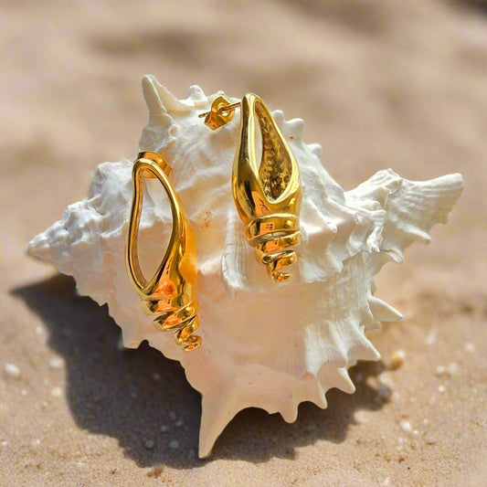 Gold Conch Earrings