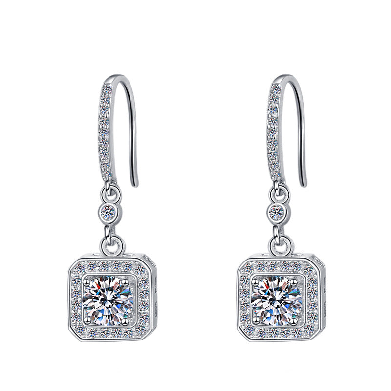 Fashion ear hook fringed earrings temperament light luxury moissanite earrings