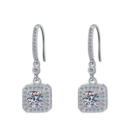 Fashion ear hook fringed earrings temperament light luxury moissanite earrings