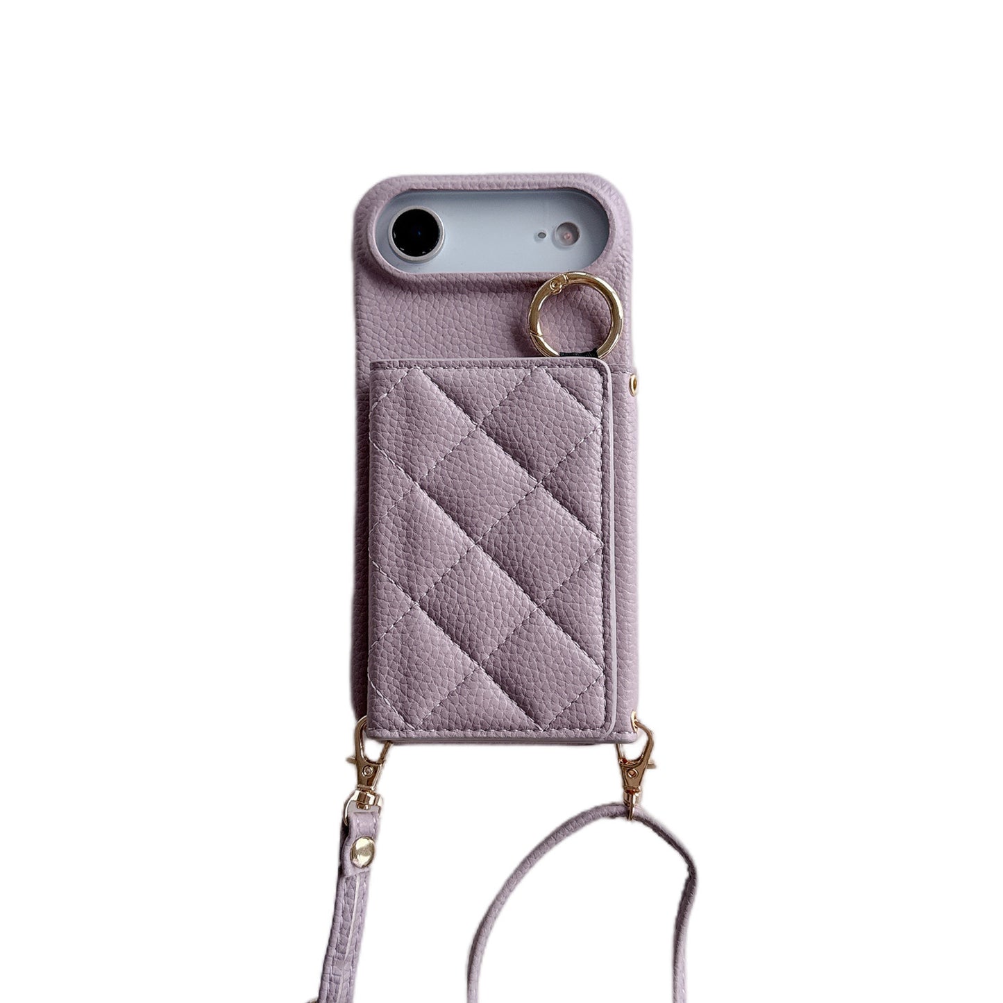 Lychee Grain Card Slot Ring Buckle Crossbody Phone bag For IPhone