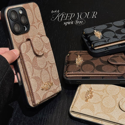 Oblique SpanLuxury All-Inclusive Leather Card Apple Iphone Case