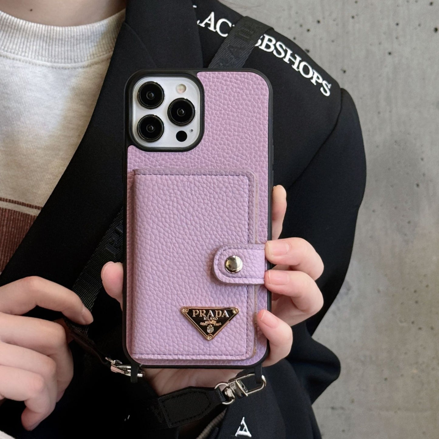 Cross Pattern Diagonal Span Flip Card Luxury IPhone Case