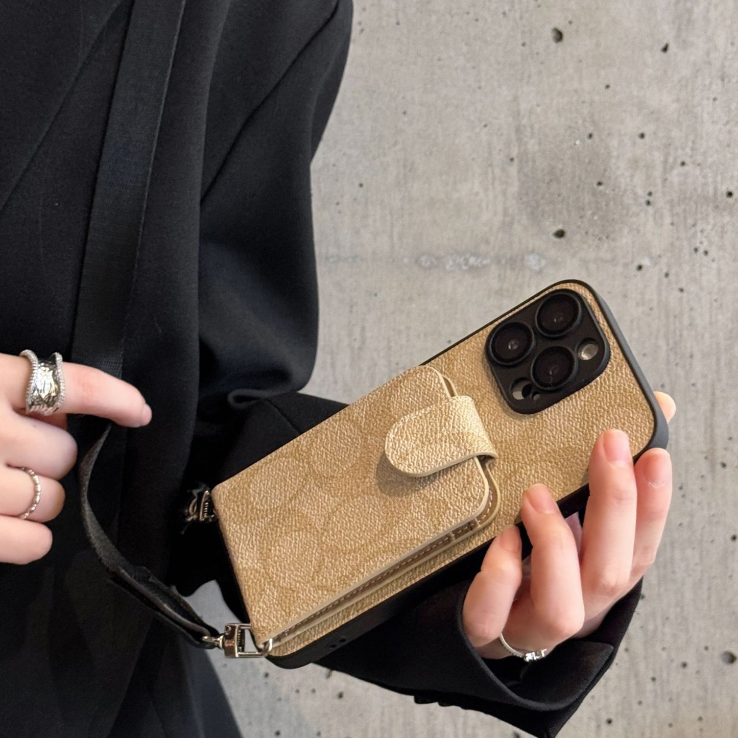 Oblique SpanLuxury All-Inclusive Leather Card Apple Iphone Case