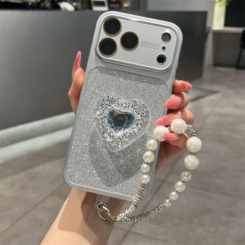 IPhone Case With Creative Sparkling Pink Heart Stand