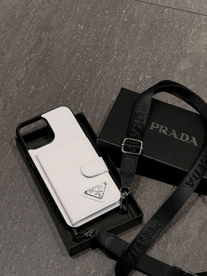 Cross Pattern Diagonal Span Flip Card Luxury IPhone Case