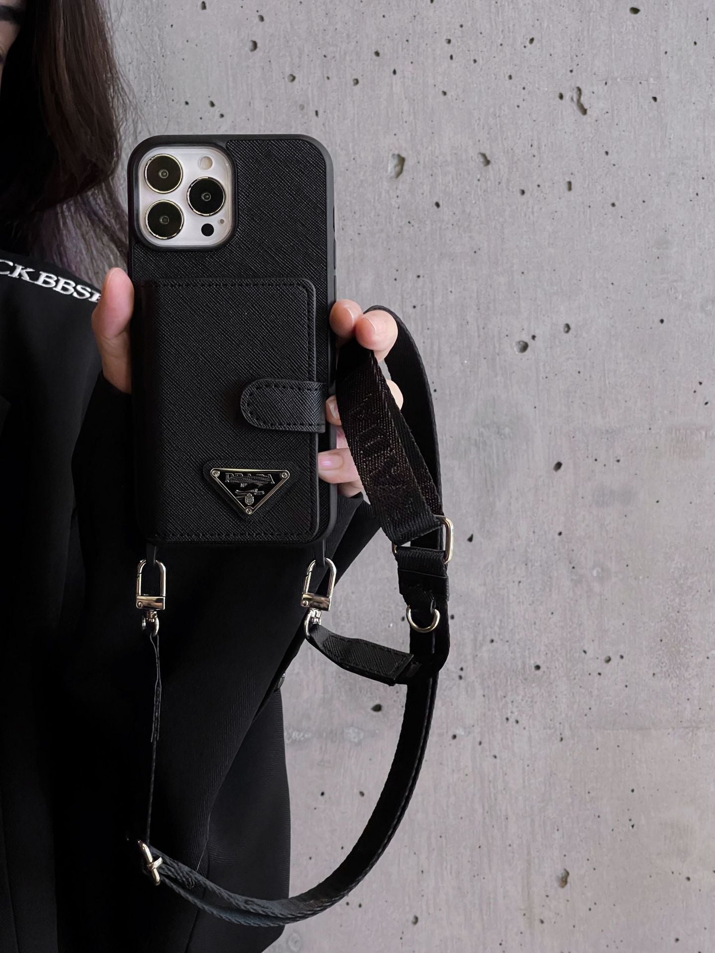 Cross Pattern Diagonal Span Flip Card Luxury IPhone Case