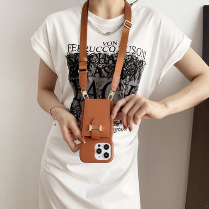 Palm pattern card holder phone case with H letter crossbody strap