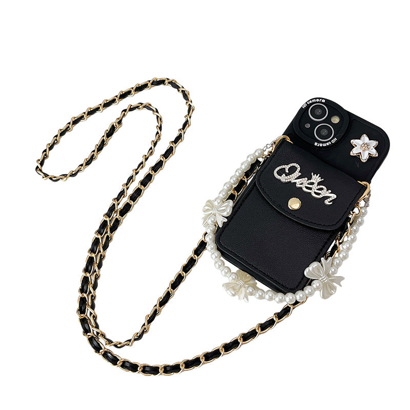 Bow Pearl Bracelet Wallet Card Case Mobile IPhone Case