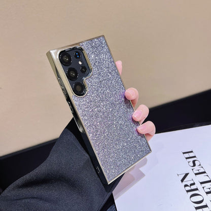 Light luxury premium sense Samsung mobile phone case solid color glitter electroplating soft