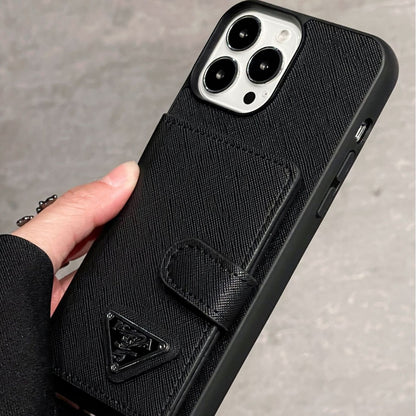 Cross Pattern Diagonal Span Flip Card Luxury IPhone Case