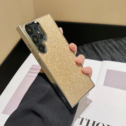 Light luxury premium sense Samsung mobile phone case solid color glitter electroplating soft