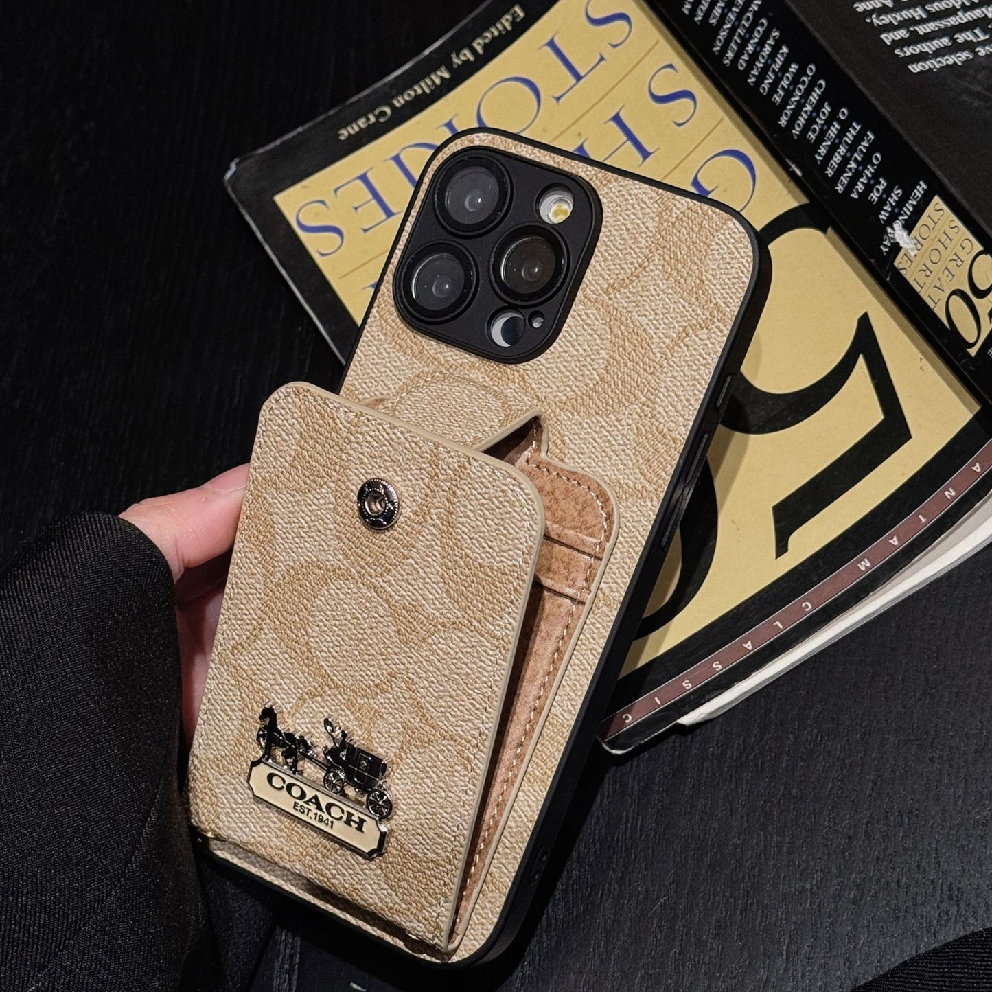 Oblique SpanLuxury All-Inclusive Leather Card Apple Iphone Case