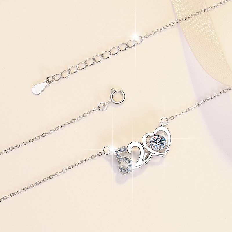520 collarbone chain I love you premium moissanite necklace