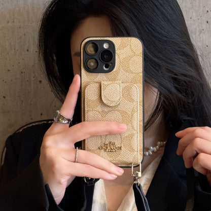 Oblique SpanLuxury All-Inclusive Leather Card Apple Iphone Case