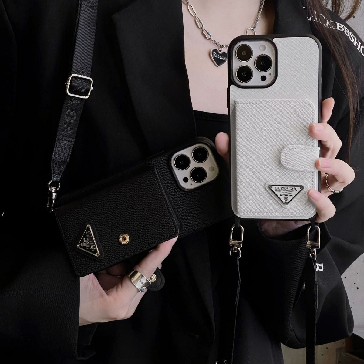 Cross Pattern Diagonal Span Flip Card Luxury IPhone Case