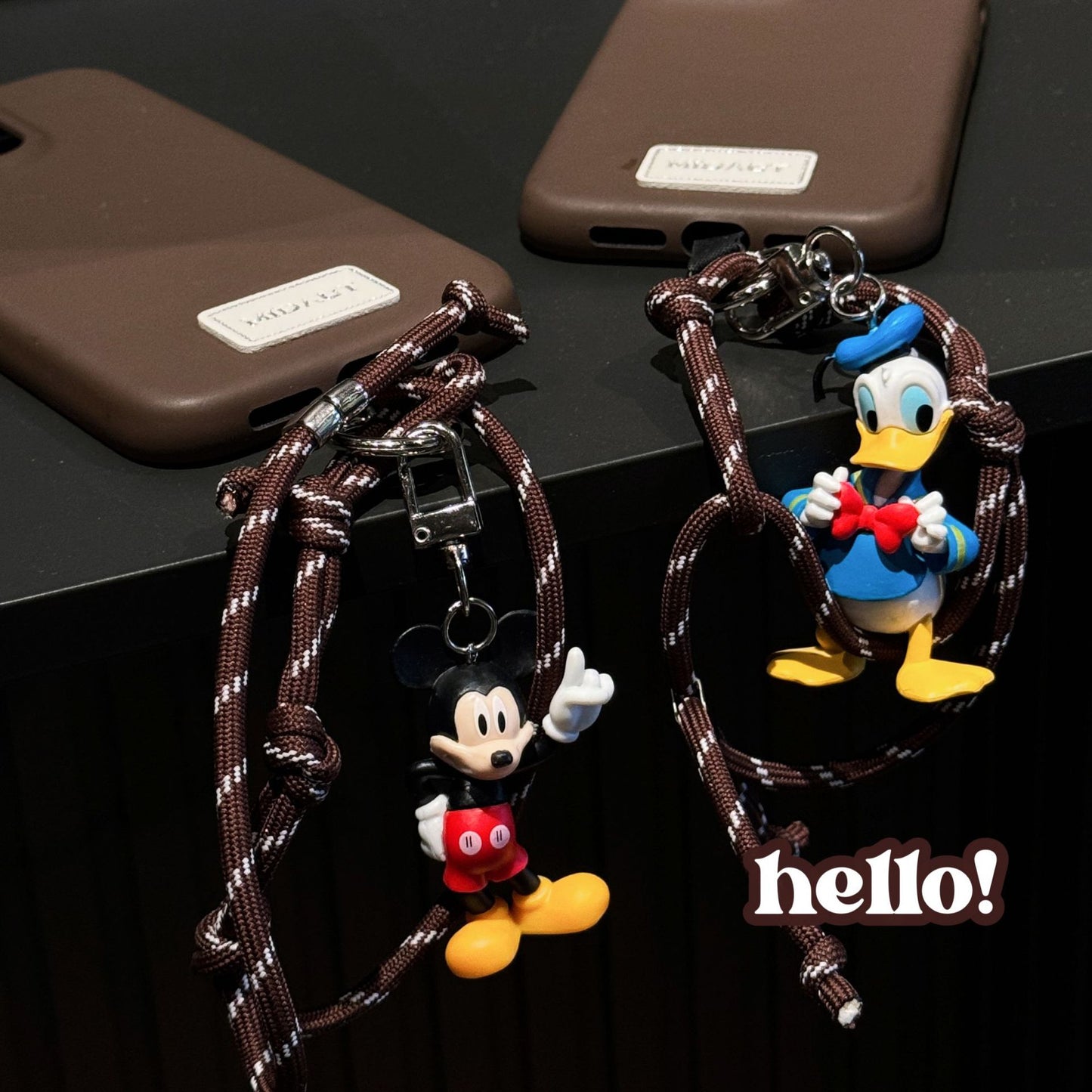 Mickey and Donald Duck Cute Portable Rope IPhone Case