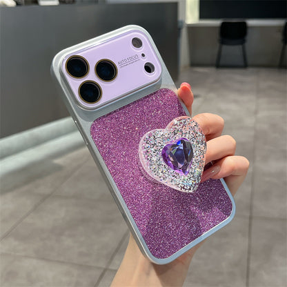 IPhone Case With Creative Sparkling Pink Heart Stand