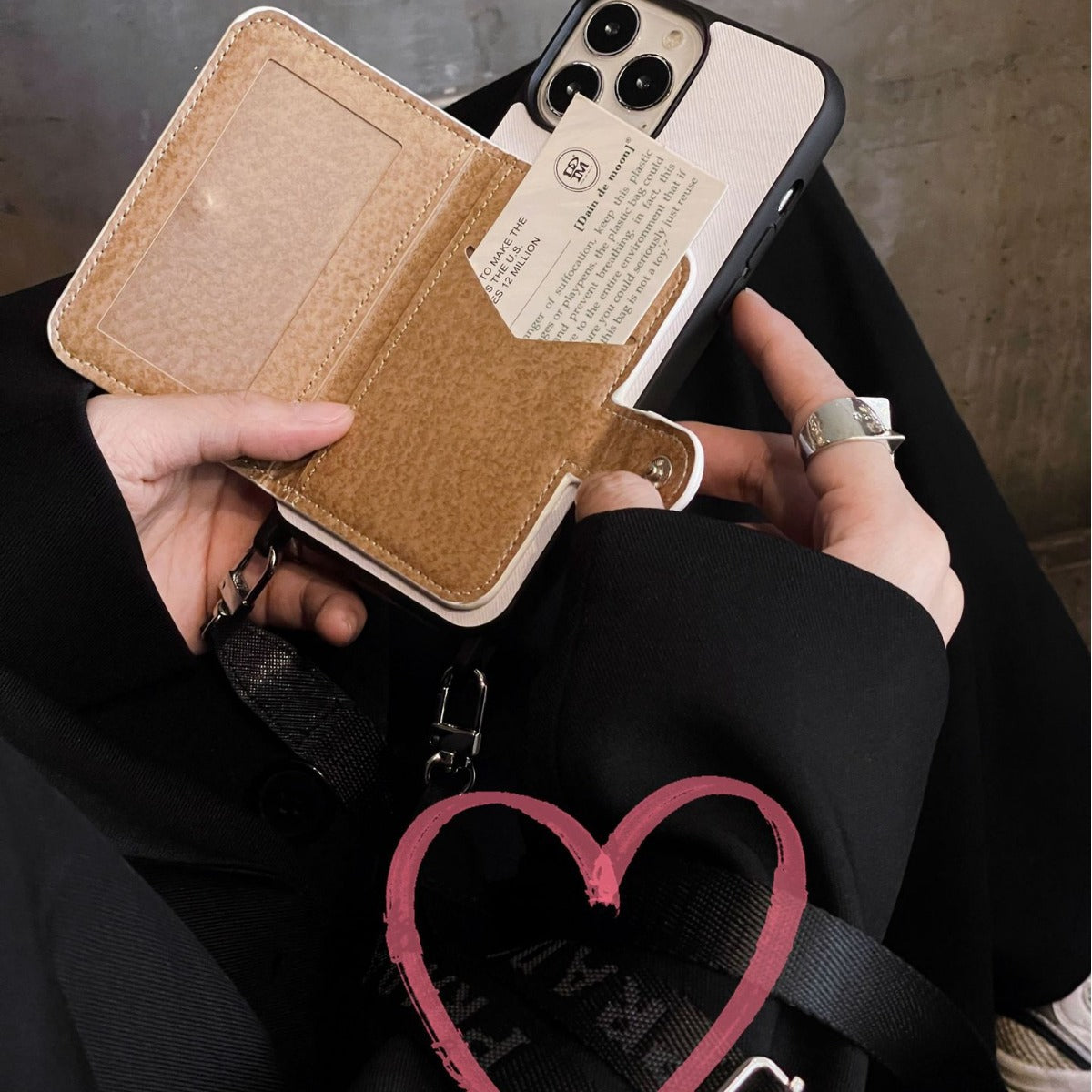 Cross Pattern Diagonal Span Flip Card Luxury IPhone Case