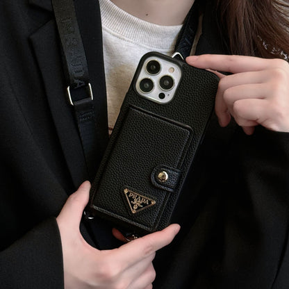 Cross Pattern Diagonal Span Flip Card Luxury IPhone Case