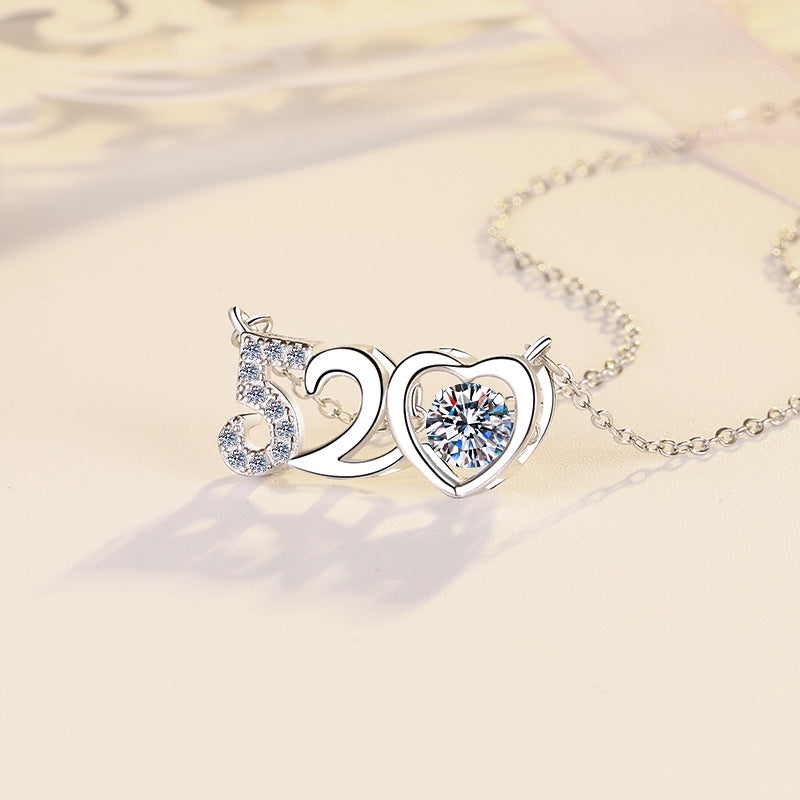 520 collarbone chain I love you premium moissanite necklace