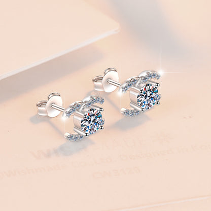 S925 sterling silver stud earrings temperament advanced moissanite