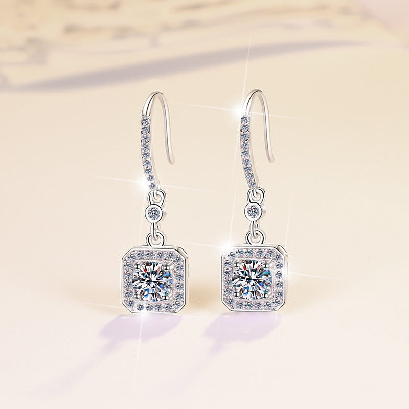 Fashion ear hook fringed earrings temperament light luxury moissanite earrings