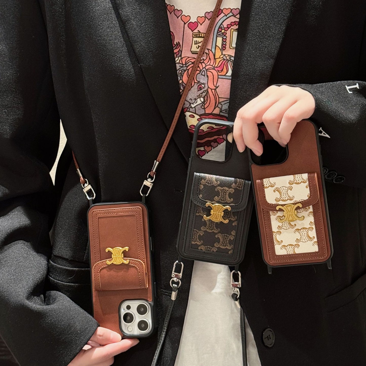 Presbyopic Vintage Cross-Body Card Holder IPhone Case