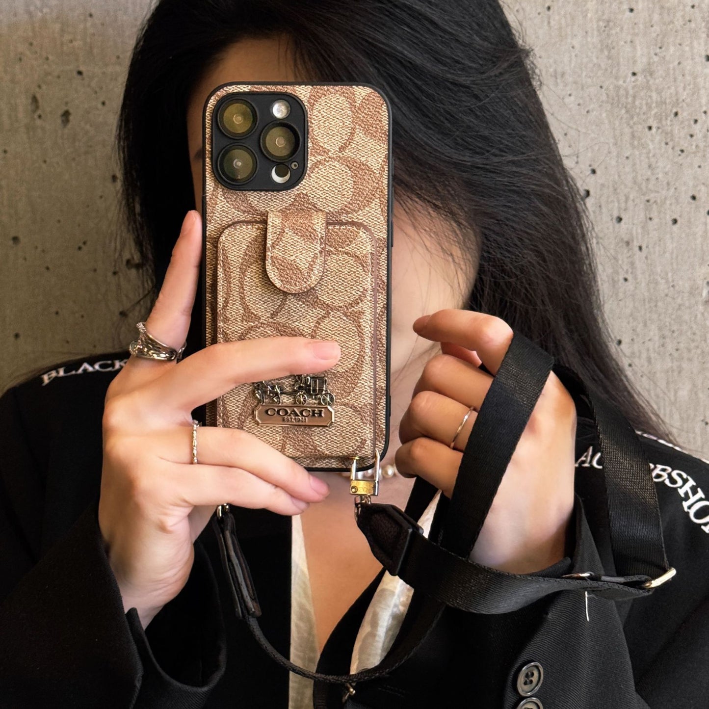 Oblique SpanLuxury All-Inclusive Leather Card Apple Iphone Case