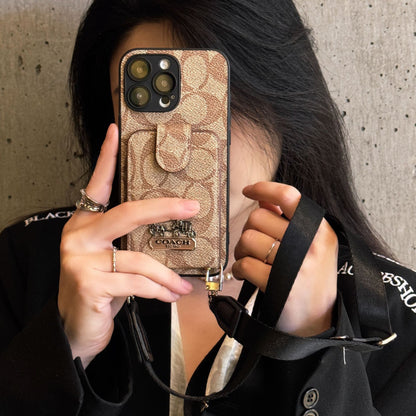 Oblique SpanLuxury All-Inclusive Leather Card Apple Iphone Case