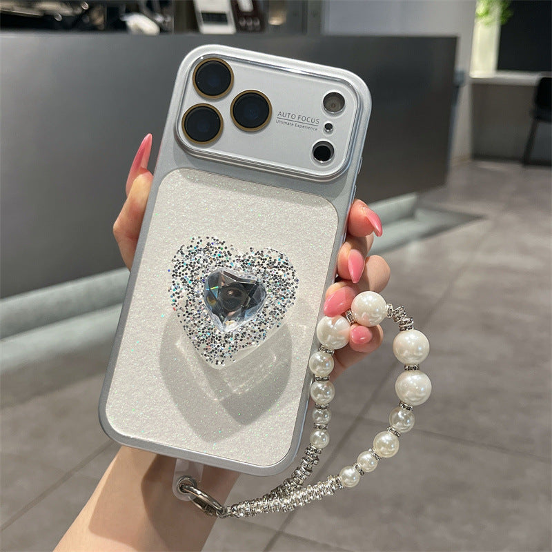 IPhone Case With Creative Sparkling Pink Heart Stand