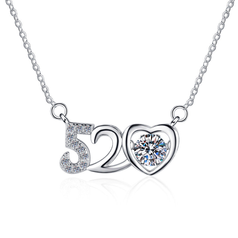 520 collarbone chain I love you premium moissanite necklace