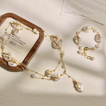 Hand-Wound Baroque Bracelet With Freshwater Pearls