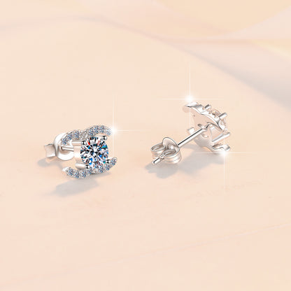 S925 sterling silver stud earrings temperament advanced moissanite