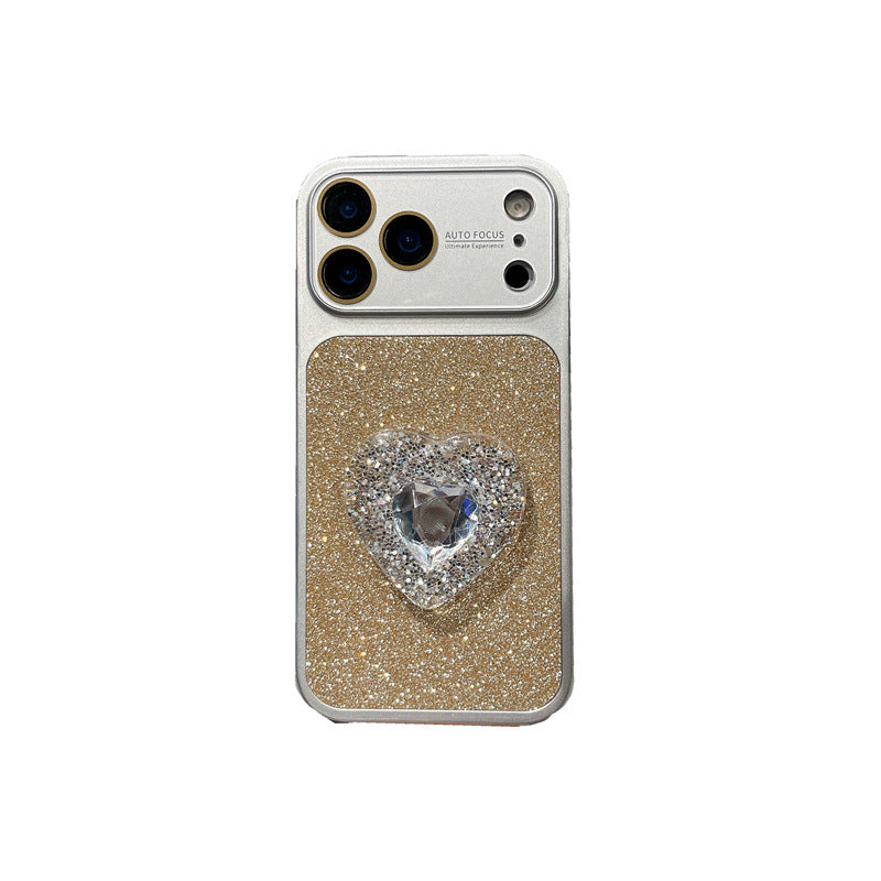IPhone Case With Creative Sparkling Pink Heart Stand