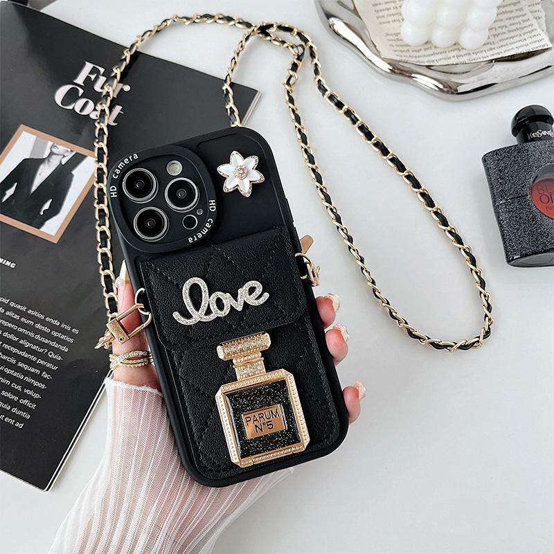 Perfume Bottle Mirror Crossbody Wallet Card Bag