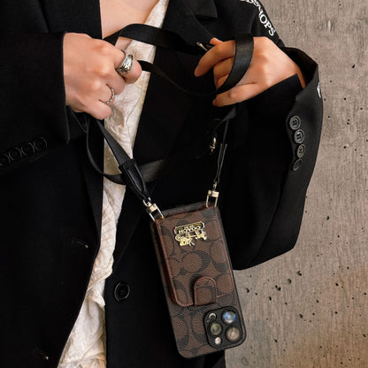 Oblique SpanLuxury All-Inclusive Leather Card Apple Iphone Case