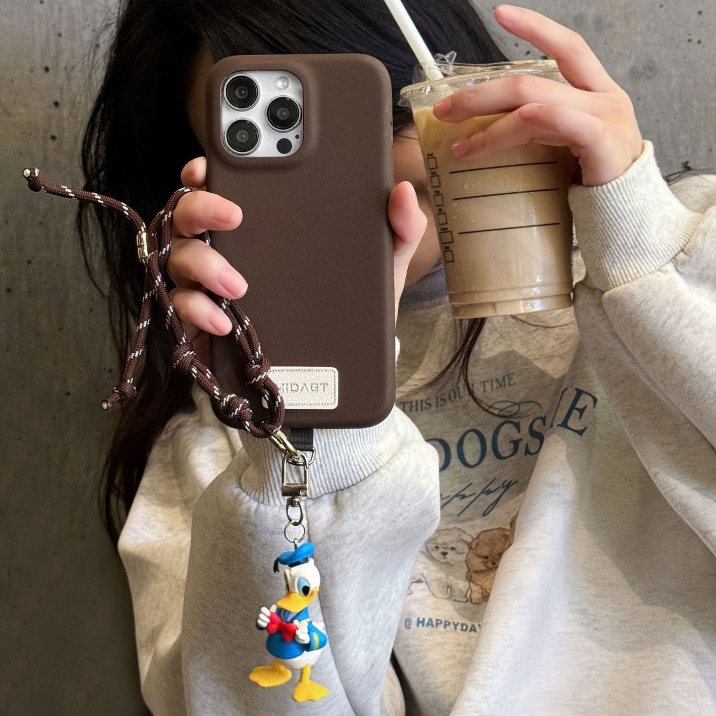 Mickey and Donald Duck Cute Portable Rope IPhone Case
