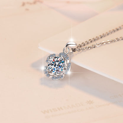 Floral Plum Blossom Pendant Female 1 Carat Moissanite Necklace